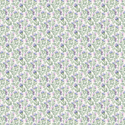 Floral Purple Fabric - Hawick Printed Cotton Fabric (By The Metre) Heather Voyage Maison