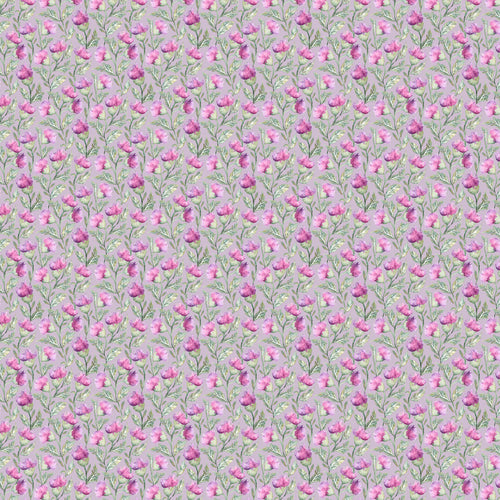 Floral Pink Fabric - Hawick Printed Cotton Fabric (By The Metre) Mauve Voyage Maison