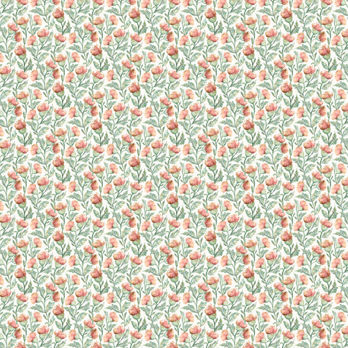 Floral Orange Fabric - Hawick Printed Cotton Fabric (By The Metre) Rust Cream Voyage Maison