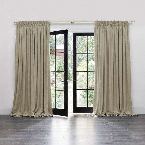 Plain Brown Curtains - Hawley Linen Blend Pencil Pleat Curtains Birch Voyage Maison