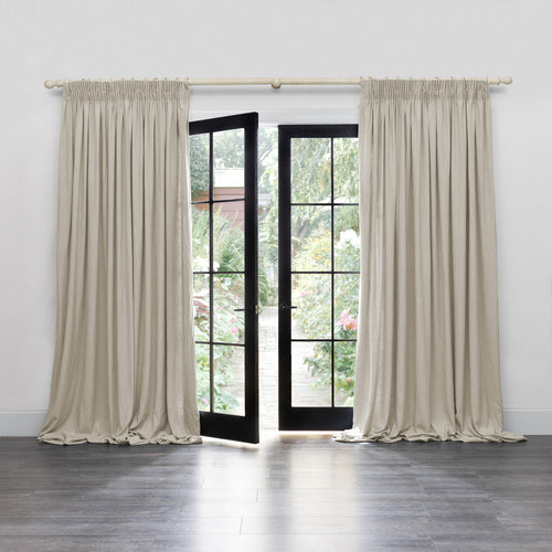 Plain Cream Curtains - Hawley Linen Blend Pencil Pleat Curtains Cashew Voyage Maison