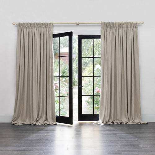 Plain Beige Curtains - Hawley Linen Blend Pencil Pleat Curtains Clay Voyage Maison