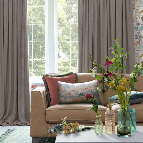 Plain Grey Curtains - Hawley Linen Blend Pencil Pleat Curtains Dove Voyage Maison