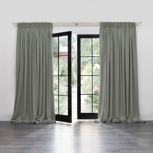 Plain Grey Curtains - Hawley Linen Blend Pencil Pleat Curtains Flint Voyage Maison