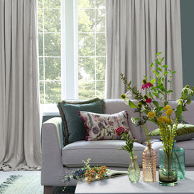 Voyage Maison Hawley Linen Blend Pencil Pleat Curtains in Silver