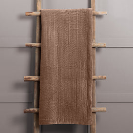 Voyage Maison Haze Velvet Quilted Throw in Coral