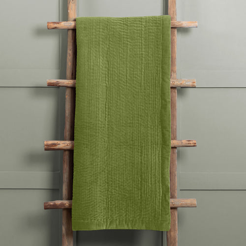 Voyage Maison Haze Velvet Quilted Throw in Grass