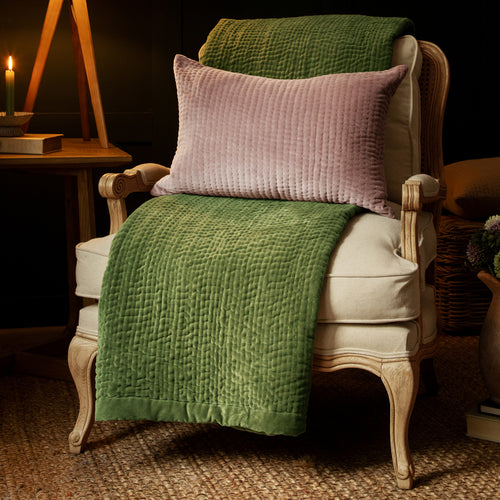 Haze Velvet Quilted Throw Grass