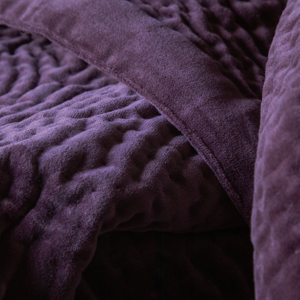 Haze Plum Velvet Quilted Throw Purple Throws Additions Voyage Maison