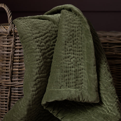Plain Green Throws - Haze Velvet Quilted Throw Sage Additions