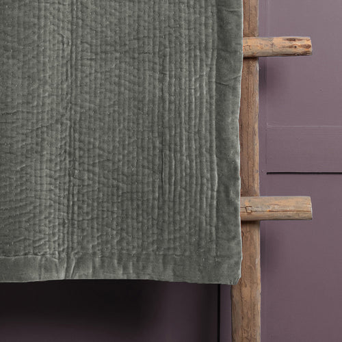 Plain Grey Throws - Haze Velvet Quilted Throw Steel Additions