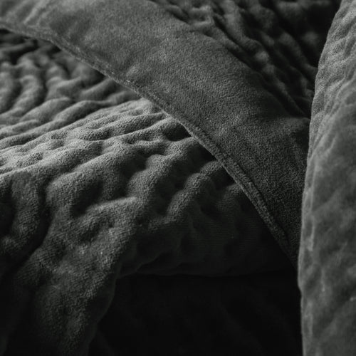 Plain Grey Throws - Haze Velvet Quilted Throw Steel Additions