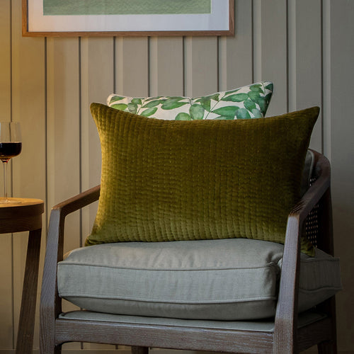Additions Haze Embroidered Feather Cushion in Olive