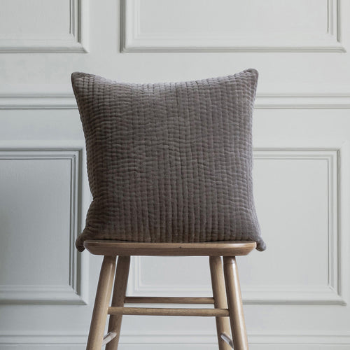 Additions Haze Embroidered Feather Cushion in Iron