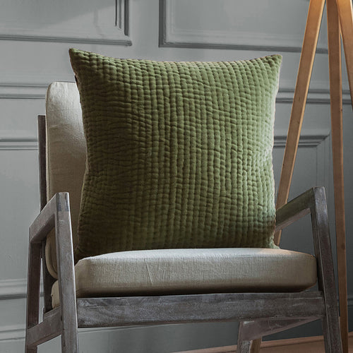 Plain Green Cushions - Haze Embroidered Feather Filled Cushion Sage Additions