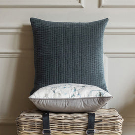 Additions Haze Embroidered Feather Cushion in Storm