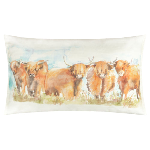 Animal Orange Cushions - Highland Cattle Outdoor Reversible Polyester Filled Cushion Russet Voyage Maison