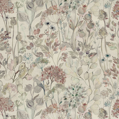 Floral Cream Fabric - Country Hedgerow Printed Cotton Fabric  Dawn Linen Voyage Maison