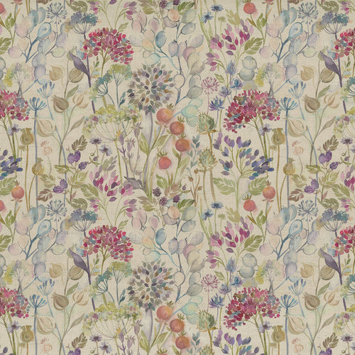 Floral Pink Fabric - Country Hedgerow Printed Cotton Fabric (By The Metre) Mini Voyage Maison