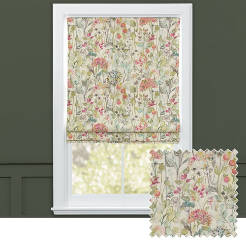 Floral Orange M2M - Country Hedgerow Printed Cotton Made to Measure Roman Blinds Coral Voyage Maison
