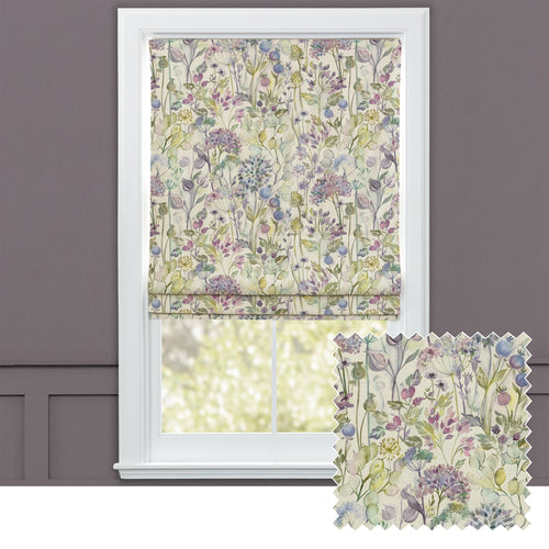 Floral Purple M2M - Country Hedgerow Printed Cotton Made to Measure Roman Blinds Lilac Voyage Maison