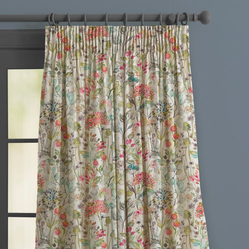 Floral Cream M2M - Country Hedgerow Linen Printed Made to Measure Curtains Coral Voyage Maison