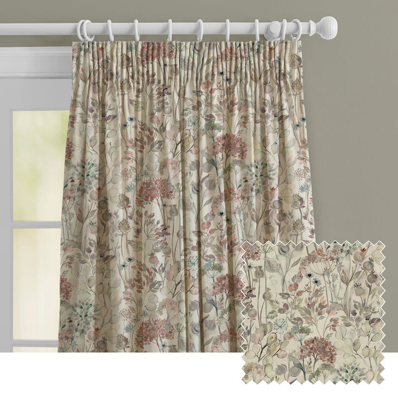 Floral Cream M2M - Country Hedgerow Linen Printed Made to Measure Curtains Dawn Voyage Maison