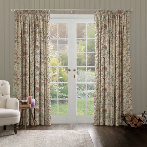 Floral Cream M2M - Country Hedgerow Linen Printed Made to Measure Curtains Dawn Voyage Maison