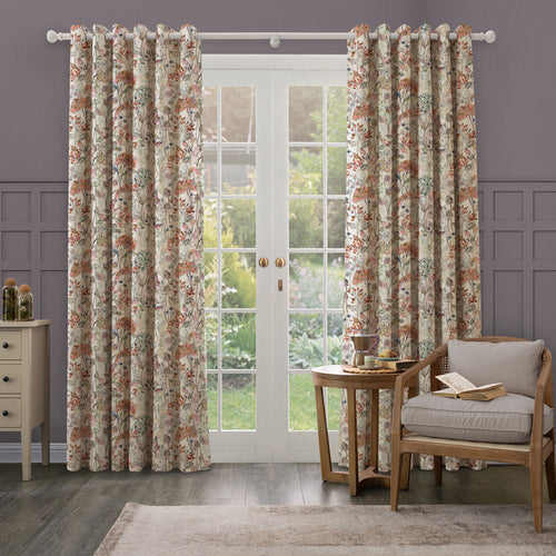 Floral Cream M2M - Country Hedgerow Linen Printed Made to Measure Curtains Dusk Voyage Maison
