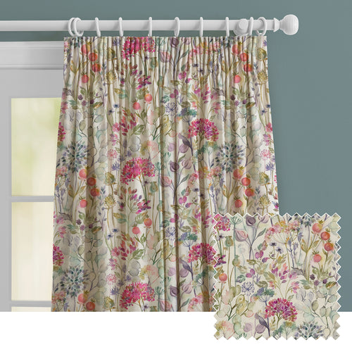 Floral Cream M2M - Country Hedgerow Linen Printed Made to Measure Curtains Lotus Voyage Maison