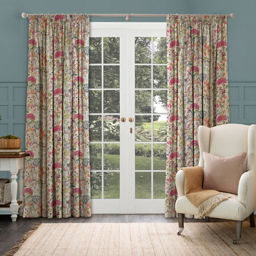 Floral Cream M2M - Country Hedgerow Linen Printed Made to Measure Curtains Lotus Voyage Maison