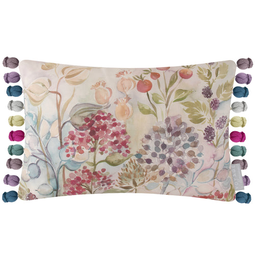 Floral Multi Cushions - Hedgerow Printed Feather Filled Cushion White Voyage Maison