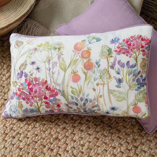 Floral Pink Cushions - Hedgerow Outdoor Polyester Filled Cushion Pink/Green Voyage Maison