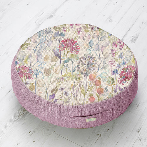 Floral Green Cushions - Hedgerow Printed Floor Cushion Green Voyage Maison