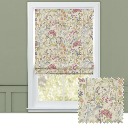 Floral Pink M2M - Hedgerow Printed Linen Made to Measure Roman Blinds Natural Voyage Maison