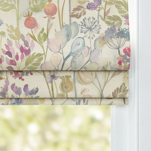 Floral Pink M2M - Hedgerow Printed Linen Made to Measure Roman Blinds Natural Voyage Maison
