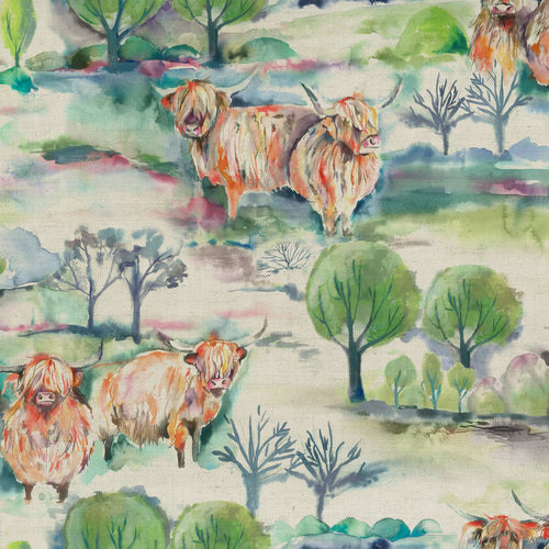 Animal Green Fabric - Heilanherd Printed Cotton Fabric (By The Metre) Sage Voyage Maison