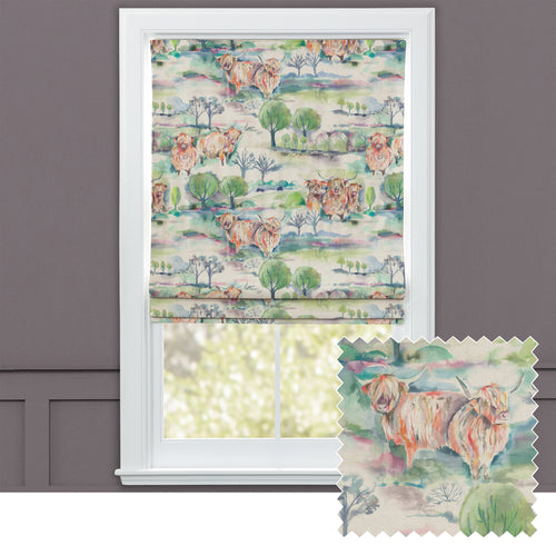 Animal Green M2M - Heilanherd Printed Cotton Made to Measure Roman Blinds Sage Voyage Maison