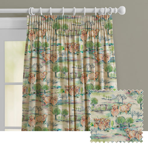Animal Cream M2M - Heilanherd Printed Made to Measure Curtains Sage Voyage Maison