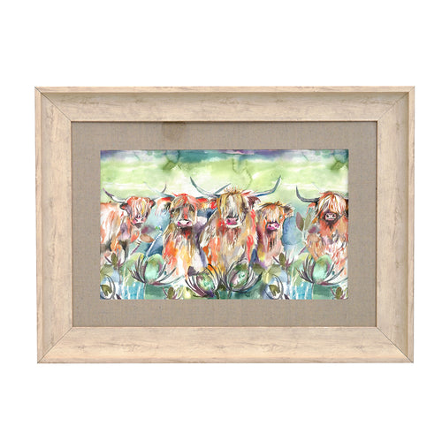 Animal Green Wall Art - Heilan Herd  Framed Print Birch Voyage Maison