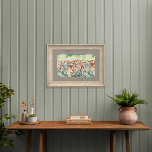 Animal Green Wall Art - Heilan Herd  Framed Print Birch Voyage Maison