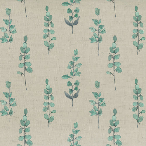 Floral Blue Fabric - Helaine Printed Cotton Fabric (By The Metre) Aqua Voyage Maison