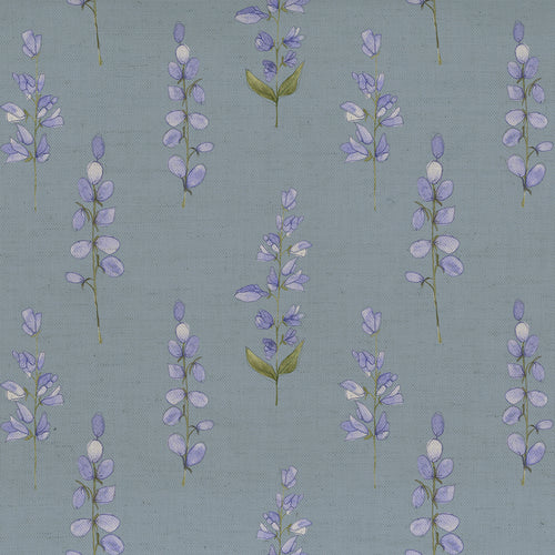 Floral Blue Fabric - Helaine Printed Cotton Fabric (By The Metre) Bluebell Voyage Maison