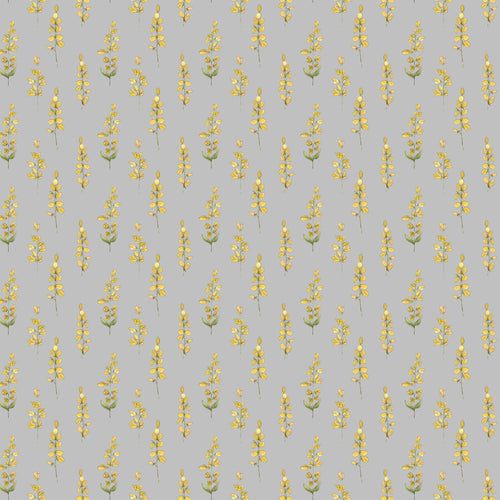 Floral Gold Fabric - Helaine Printed Cotton Fabric (By The Metre) Gold Voyage Maison