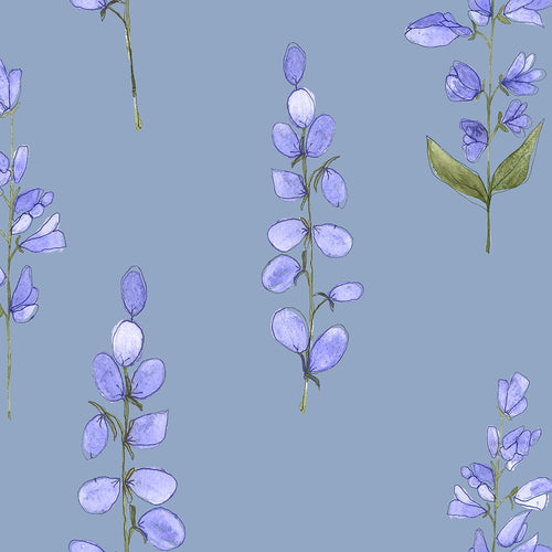 Animal Blue Wallpaper - Helaine  1.4m Wide Width Wallpaper (By The Metre) Bluebell Voyage Maison