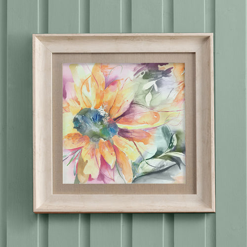 Floral Orange Wall Art - Helianthus  Framed Print Birch/Mauve Voyage Maison