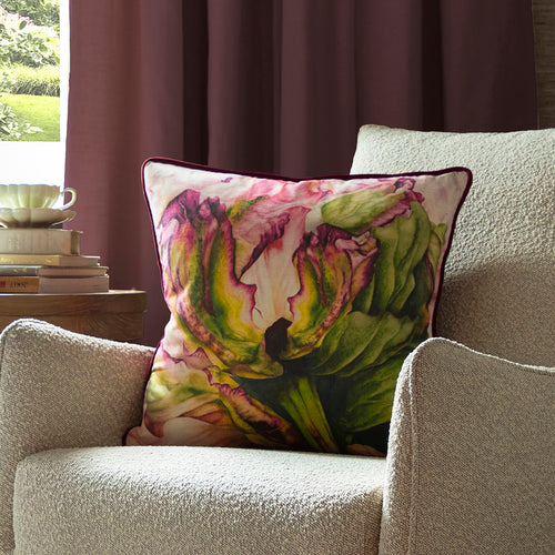 Floral Pink Cushions - Heligan Printed Feather Filled Cushion Fuchsia Marie Burke