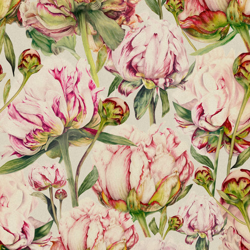 Floral Pink Fabric - Heligan Printed Cotton Fabric (By The Metre) Fuchsia/Natural Voyage Maison