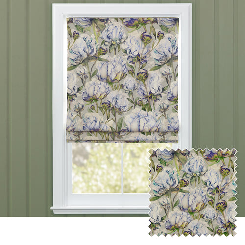 Floral Blue M2M - Heligan Printed Cotton Made to Measure Roman Blinds Cornflower Stone Voyage Maison