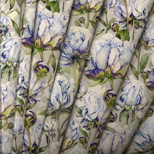 Floral Blue M2M - Heligan Printed Made to Measure Curtains Cornflower Stone Marie Burke